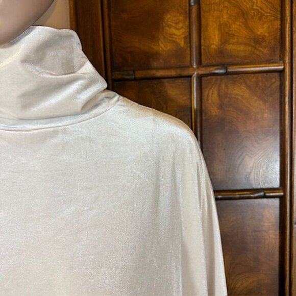 WynneLayers Oyster Stretch Velvet Side Slit Turtleneck Top - Picture 9 of 14